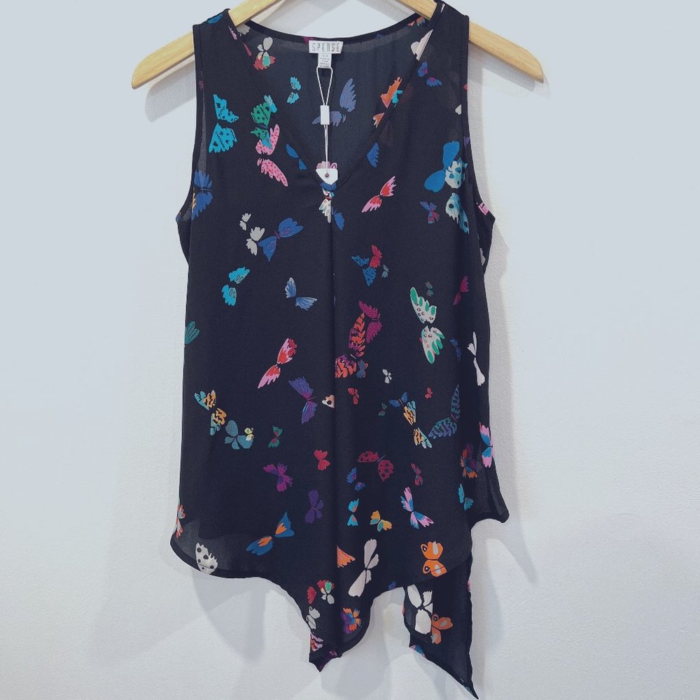 Spense Asymmetrical Butterfly Tank Top Size S NWT